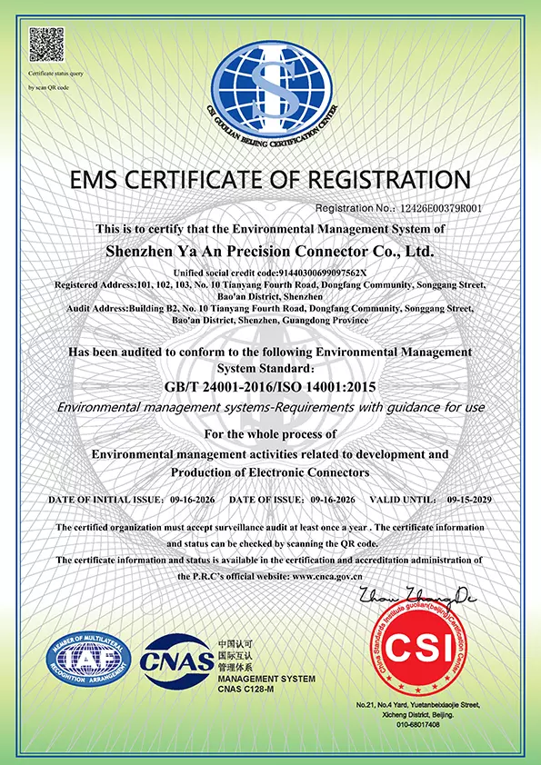 ISO 14001 certificate